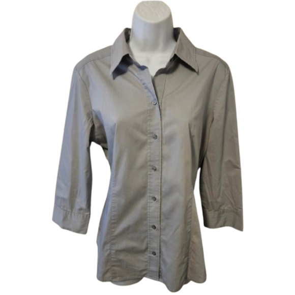 New York & Company Tops - New York & Company Light Gray Button-Down Shirt Size L